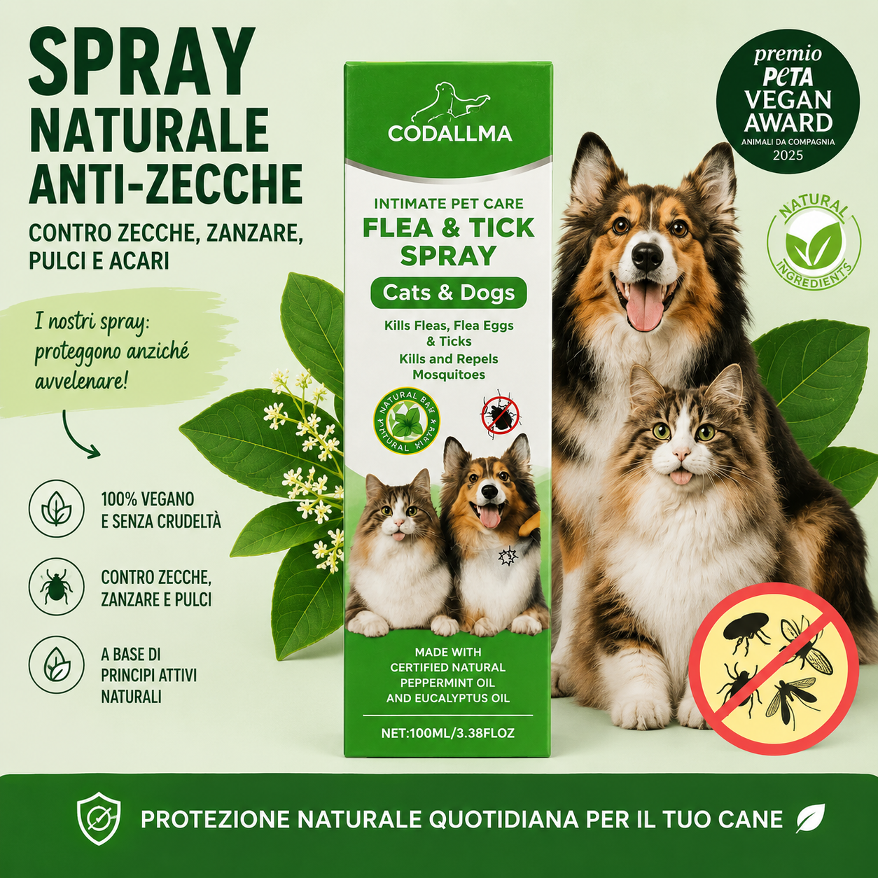 Codallma™ Spray contro zecche, pulci, acari e zanzare [fornitura annuale]