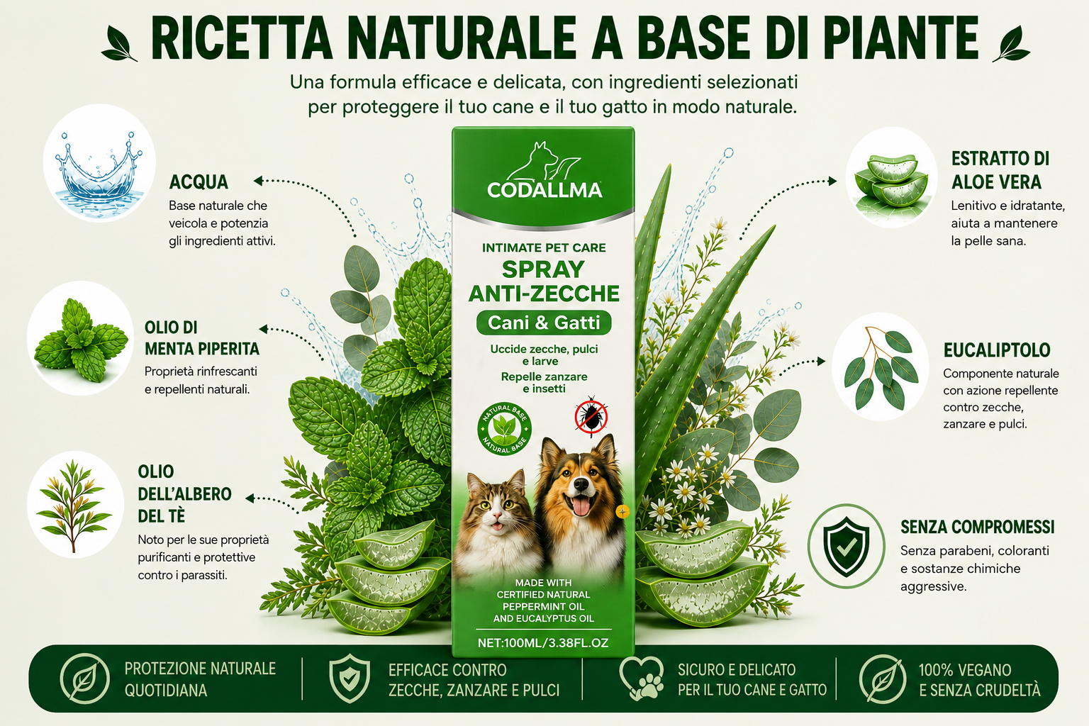 Codallma™ Spray contro zecche, pulci, acari e zanzare [fornitura annuale]