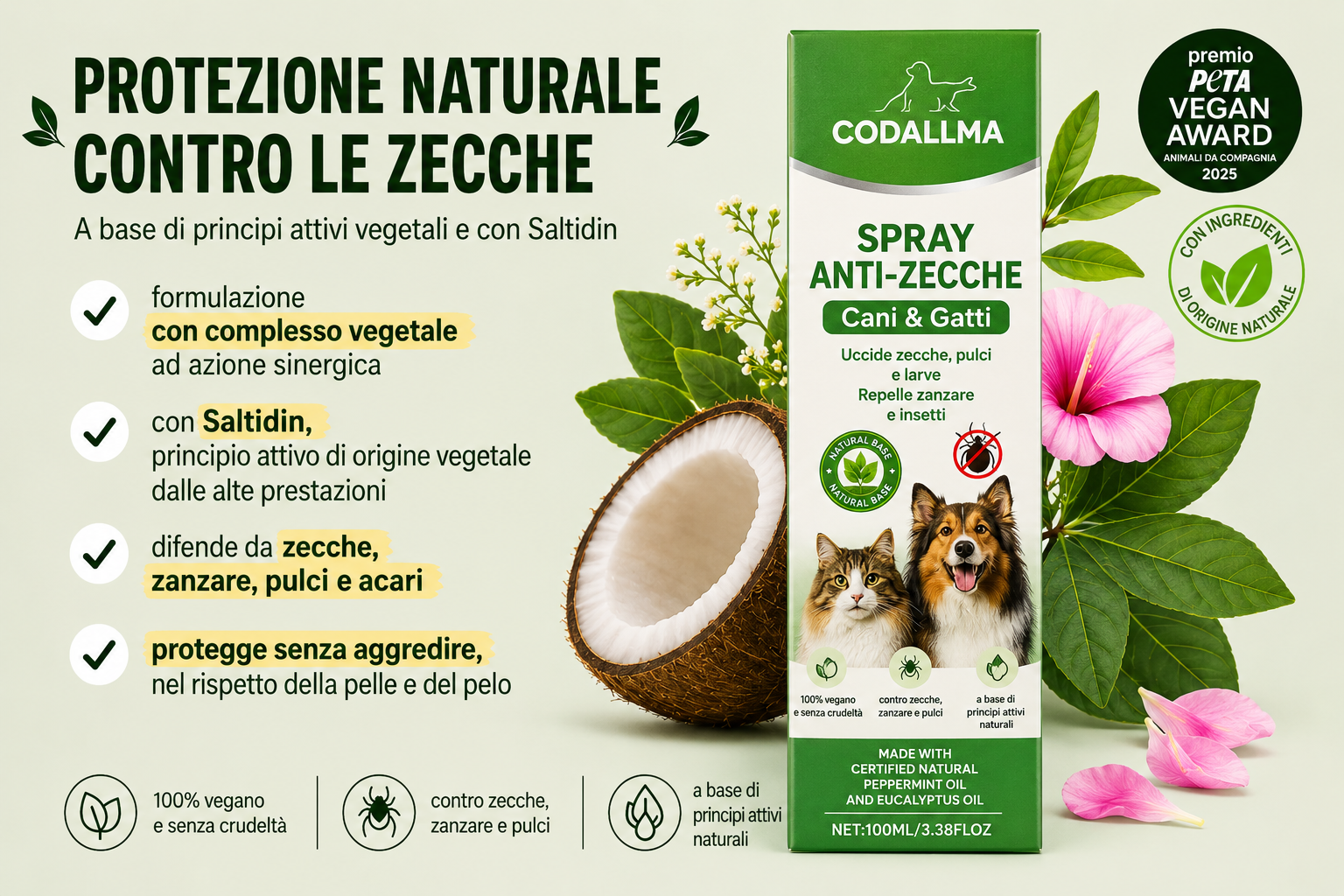 Codallma™ Spray contro zecche, pulci, acari e zanzare [fornitura annuale]